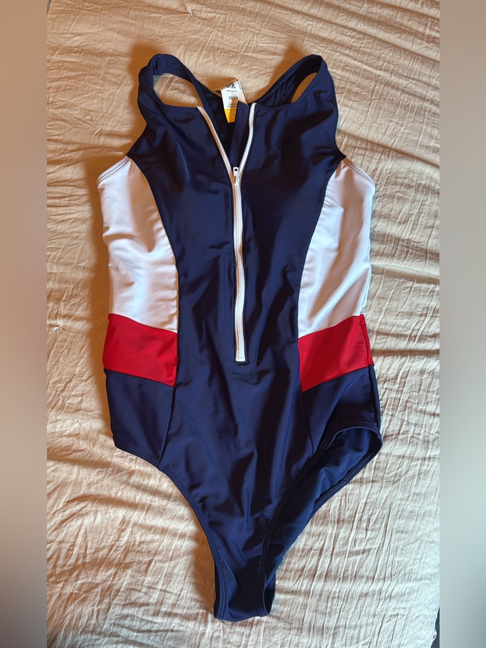 Navy Zip-Front One-Piece Swimsuit